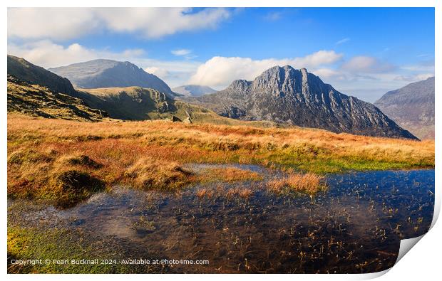 Snowdonia Uplands and Tryfan in Autumn Print by Pearl Bucknall