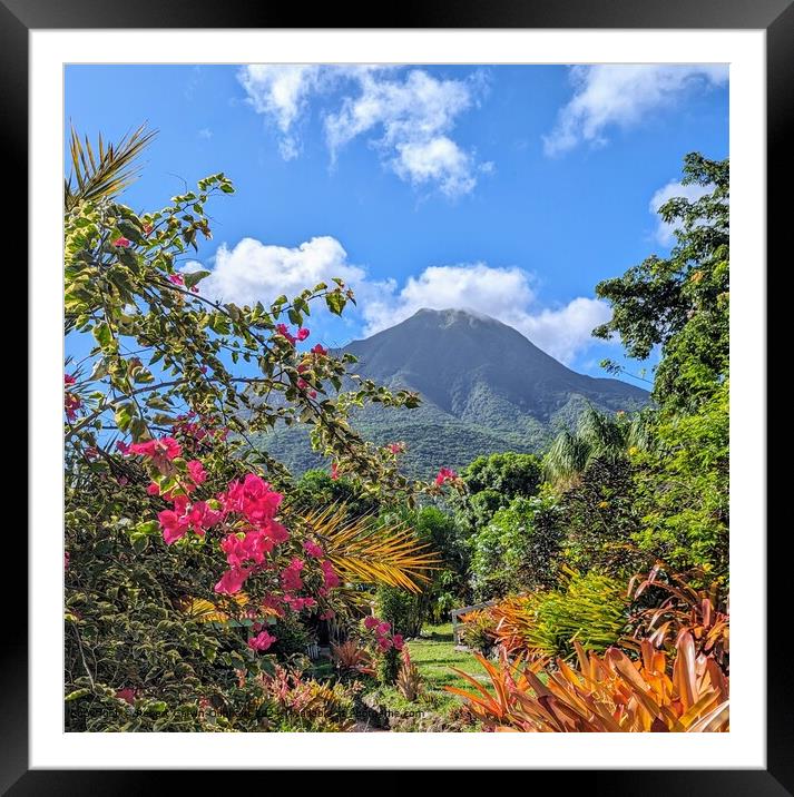 Nevis Peak Volcano Landscape Framed Mounted Print by Robert Galvin-Oliphant