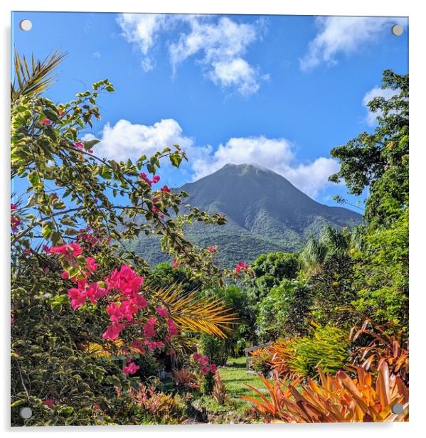 Nevis Peak Volcano Landscape Acrylic by Robert Galvin-Oliphant