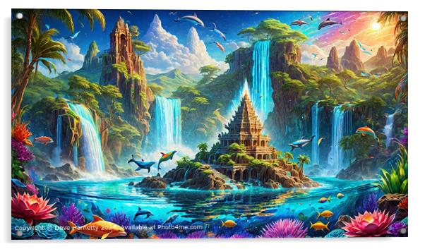 Atlantean Dreams 38-Fantasy Land and Waterscape Art Acrylic by Dave Harnetty