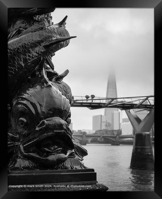 Rainy Day, River Thames  Framed Print by mark Smith