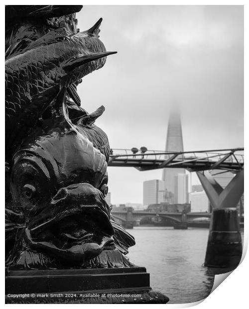 Rainy Day, River Thames  Print by mark Smith