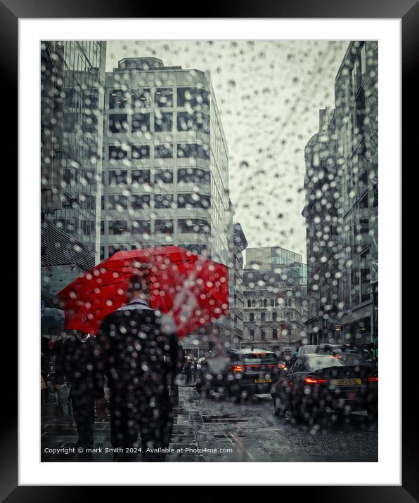 Red Umbrella Fenchurch Street Framed Mounted Print by mark Smith