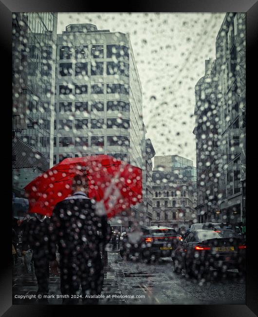 Red Umbrella Fenchurch Street Framed Print by mark Smith