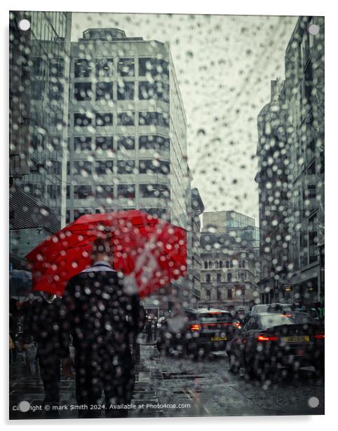 Red Umbrella Fenchurch Street Acrylic by mark Smith