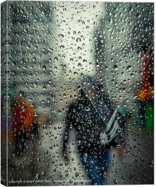 Rain Drops Glass Abstract Canvas Print by mark Smith