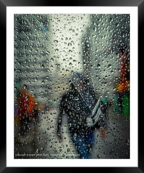 Rain Drops Glass Abstract Framed Mounted Print by mark Smith
