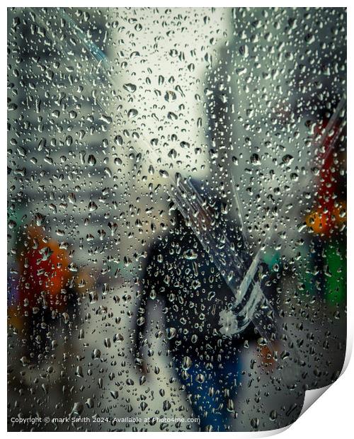 Rain Drops Glass Abstract Print by mark Smith