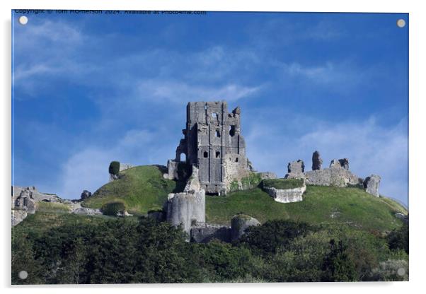Corfe Castle Ruins Dorset Acrylic by Tom McPherson