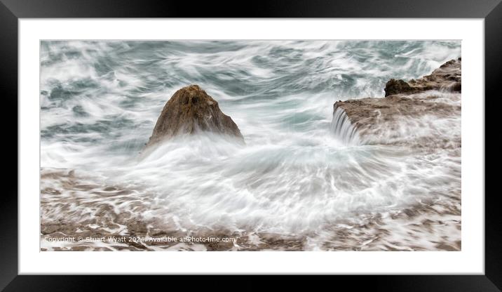 Rough Sea Foam Cascade Framed Mounted Print by Stuart Wyatt