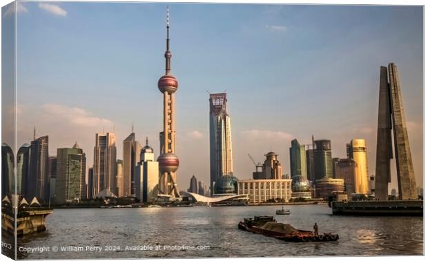 Pearl TV Tower View, Shanghai Canvas Print by William Perry