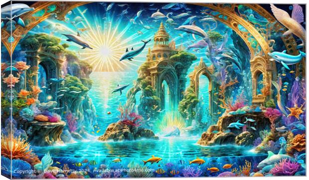Atlantean Dreams 32-Colorful Underwater Cityscape Canvas Print by Dave Harnetty