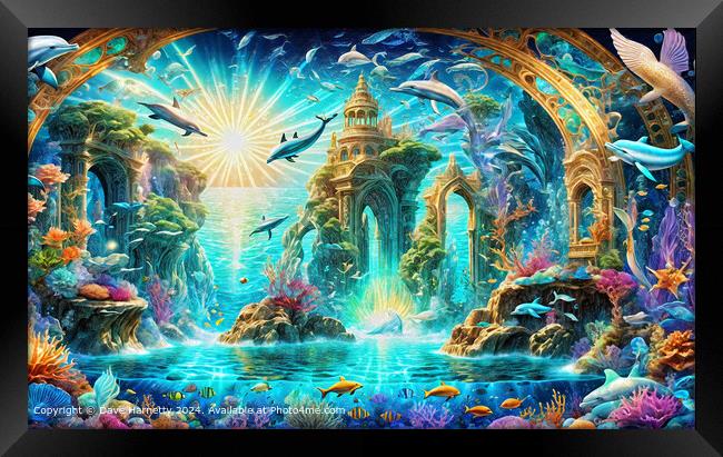 Atlantean Dreams 32-Colorful Underwater Cityscape Framed Print by Dave Harnetty