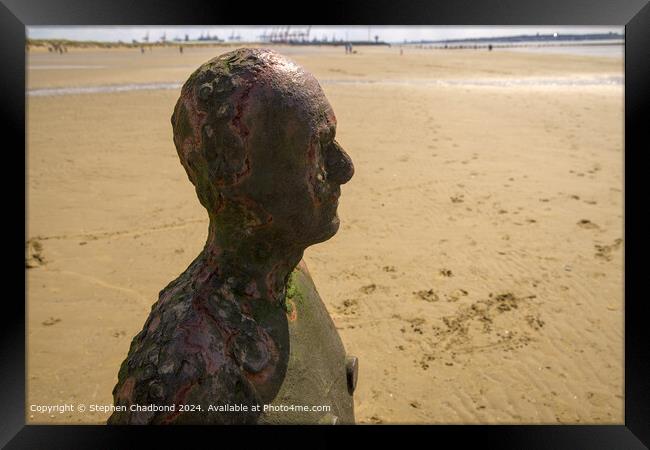 Weathered Iron Statue, Crosby Beach Framed Print by Stephen Chadbond