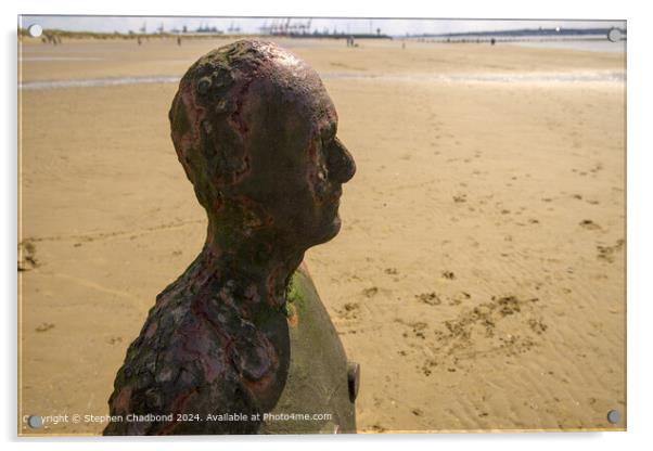 Weathered Iron Statue, Crosby Beach Acrylic by Stephen Chadbond