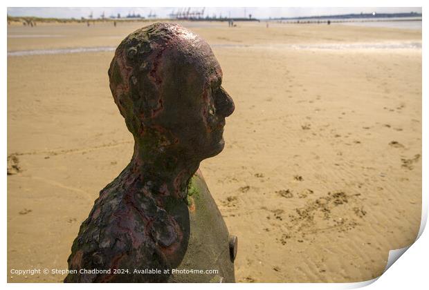 Weathered Iron Statue, Crosby Beach Print by Stephen Chadbond