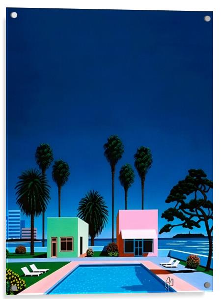 Hiroshi Nagai - City Pop , Vaporwave Aesthetic  Acrylic by Welliam Store