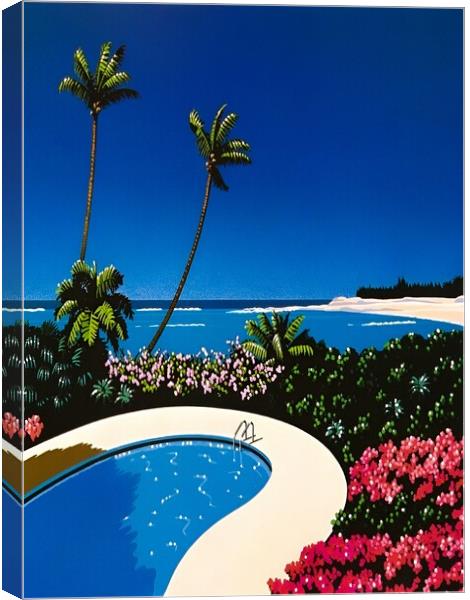 Hiroshi nagai - Swimming Pool, vaporwave, 3. Canvas Print by Welliam Store