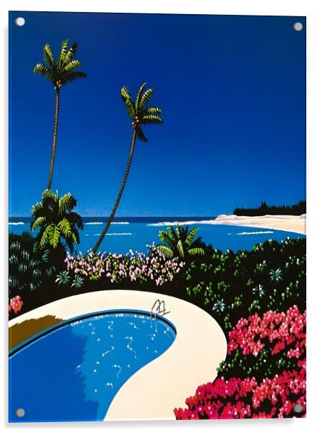 Hiroshi nagai - Swimming Pool, vaporwave, 3. Acrylic by Welliam Store