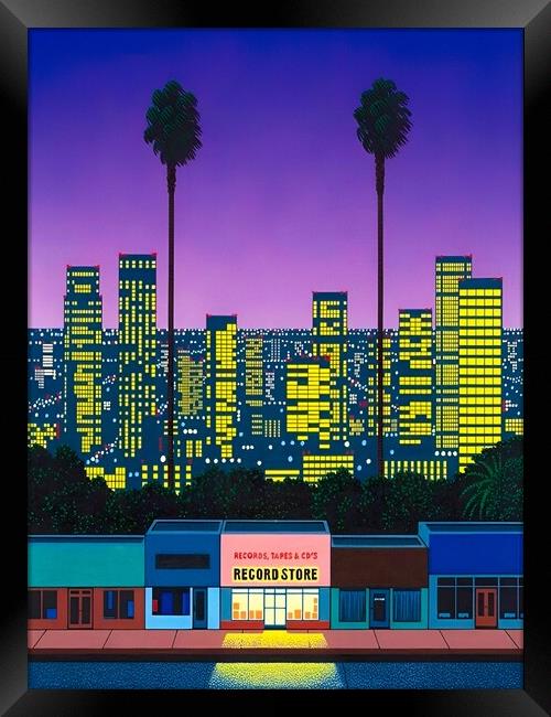 Hiroshi Nagai - City Pop At Night Framed Print by Welliam Store