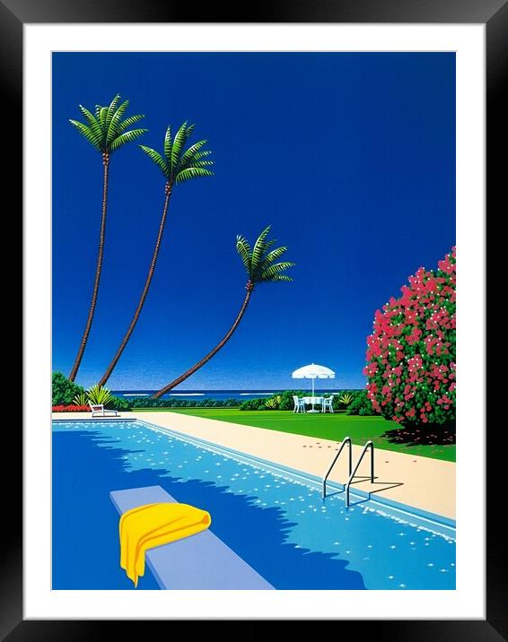 Hiroshi Nagai - Swimming Pool Framed Mounted Print by Welliam Store
