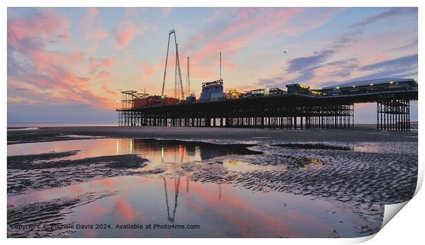 South Pier Sunset Print by Michele Davis