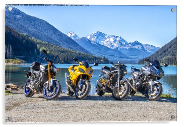 Rocky Mountains Motorbike Adventure Acrylic by sue boddington