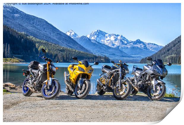 Rocky Mountains Motorbike Adventure Print by sue boddington