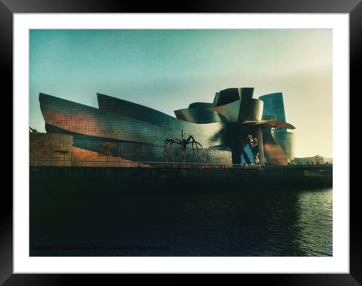 Guggenheim Bilbao Sunset Cityscape Framed Mounted Print by Alicia Alonso