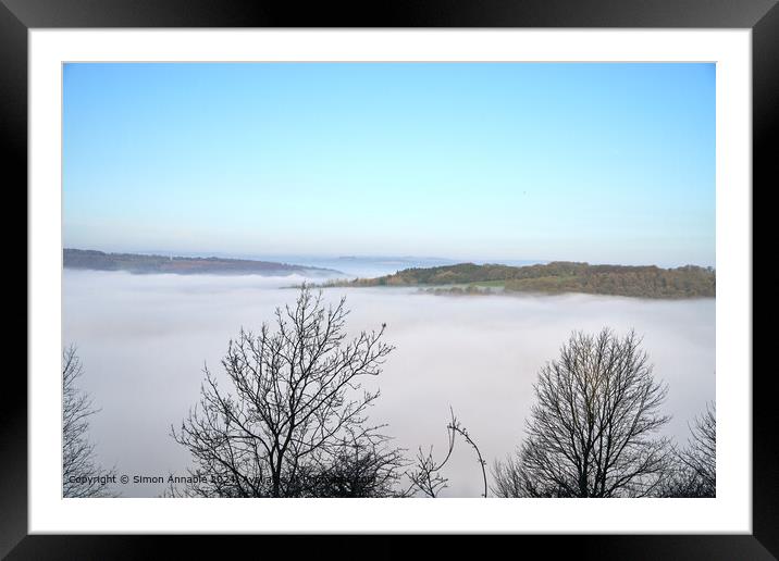 Misty Valley Sydnope Hill Landscape Framed Mounted Print by Simon Annable