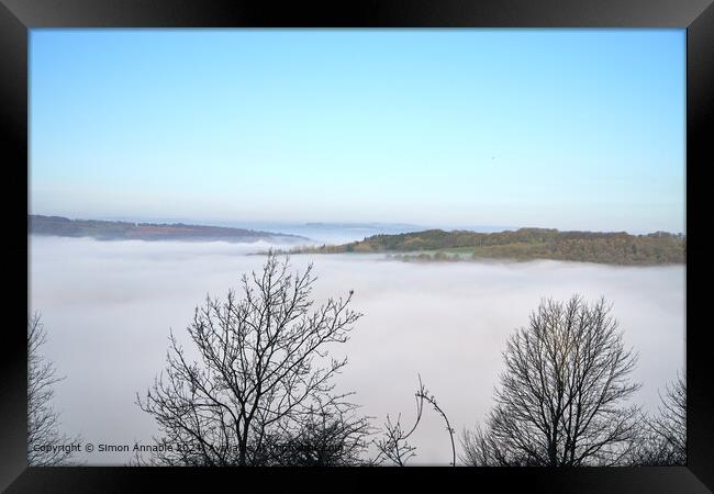 Misty Valley Sydnope Hill Landscape Framed Print by Simon Annable