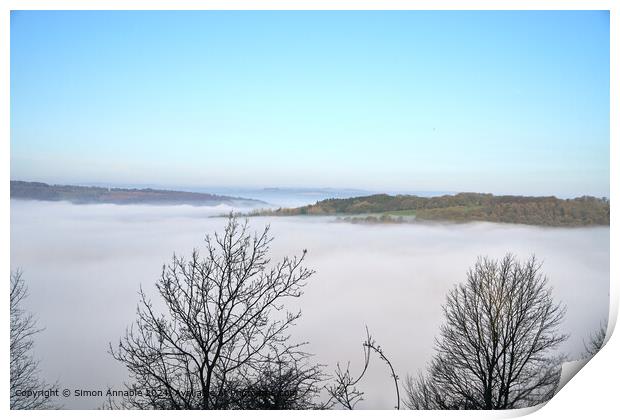 Misty Valley Sydnope Hill Landscape Print by Simon Annable