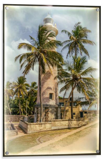 Galle Lighthouse Palm Tree Acrylic by Kevin Hellon