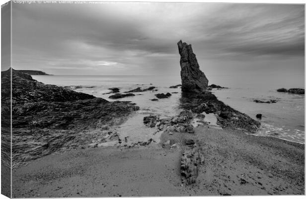 Cullen Beach Moray Monochrome Landscape Canvas Print by Derek Daniel