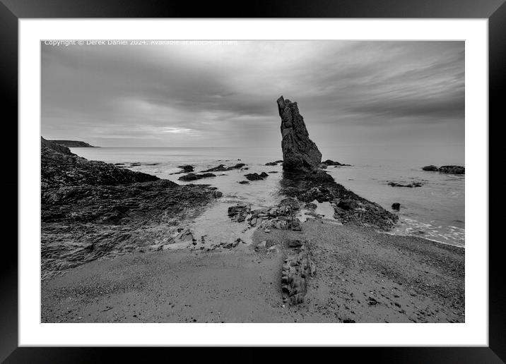 Cullen Beach Moray Monochrome Landscape Framed Mounted Print by Derek Daniel