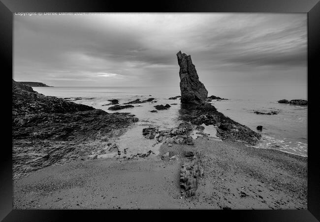 Cullen Beach Moray Monochrome Landscape Framed Print by Derek Daniel