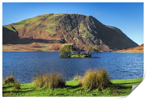 Sunlit autumnal colours at Crummock Water Print by Ian Duffield