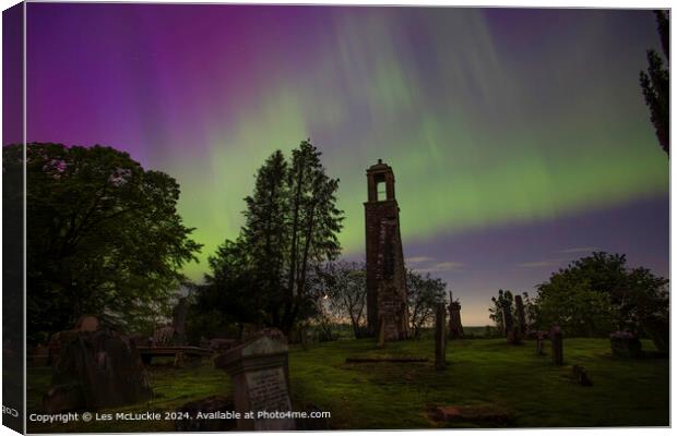 Scotland Aurora Borealis Night Canvas Print by Les McLuckie