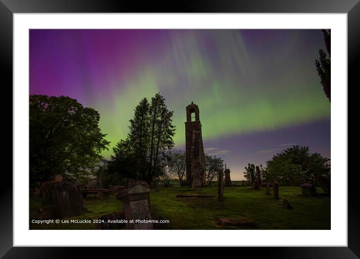 Scotland Aurora Borealis Night Framed Mounted Print by Les McLuckie