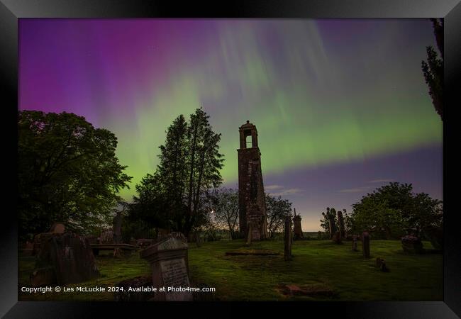 Scotland Aurora Borealis Night Framed Print by Les McLuckie