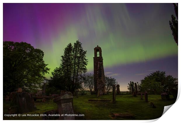 Scotland Aurora Borealis Night Print by Les McLuckie