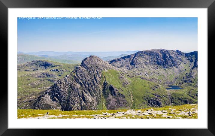 Tryfan and Glyder Fach Snowdonia Mountains Framed Mounted Print by Pearl Bucknall