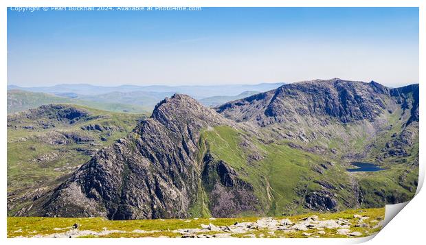 Tryfan and Glyder Fach Snowdonia Mountains Print by Pearl Bucknall