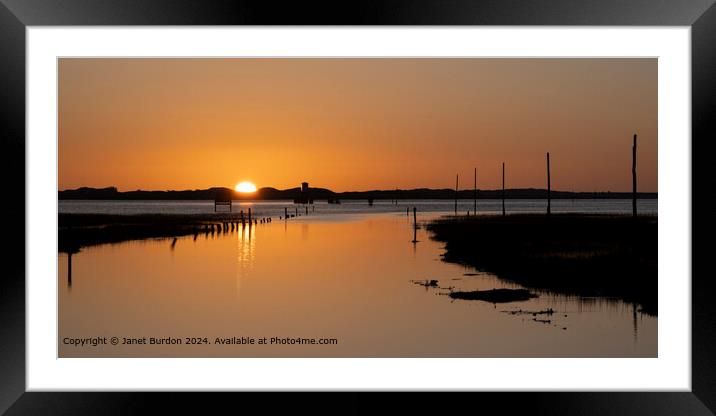 Lindisfarne Sunrise Sunset Framed Mounted Print by Janet Burdon