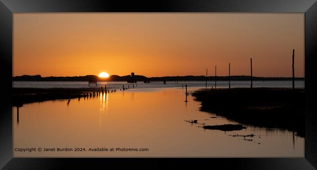 Lindisfarne Sunrise Sunset Framed Print by Janet Burdon
