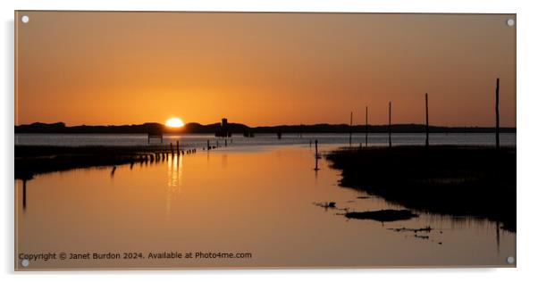 Lindisfarne Sunrise Sunset Acrylic by Janet Burdon