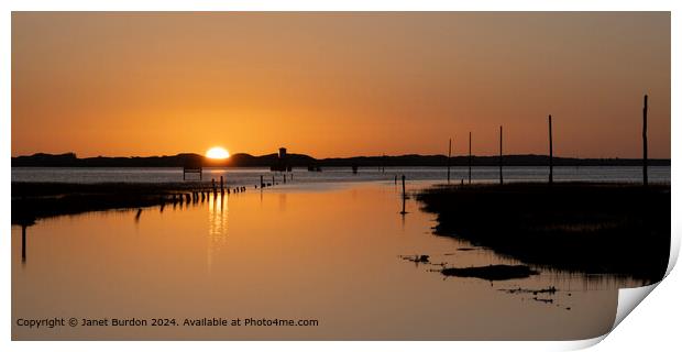 Lindisfarne Sunrise Sunset Print by Janet Burdon