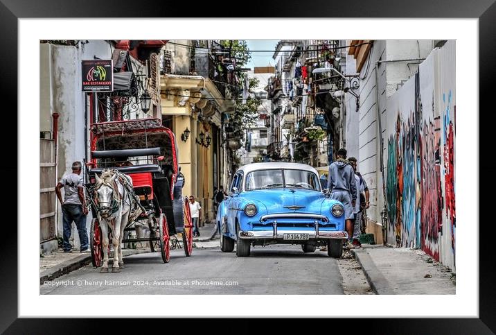 Colourful Cuban Street Scene Framed Mounted Print by henry harrison