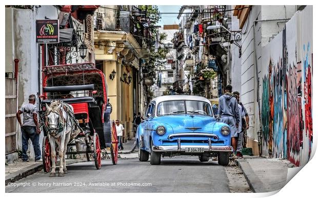 Colourful Cuban Street Scene Print by henry harrison