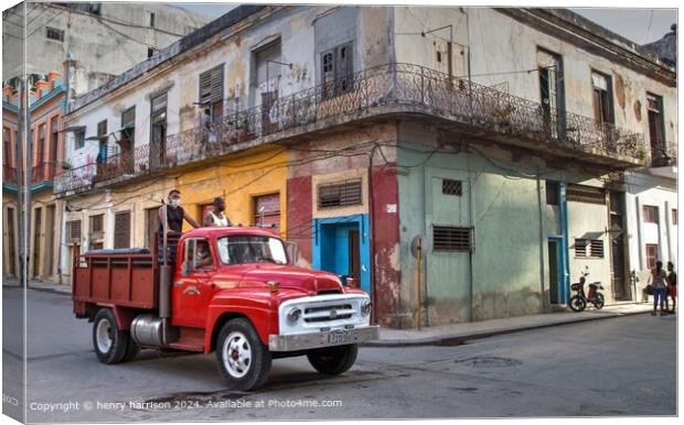Workers Truck Havana Canvas Print by henry harrison